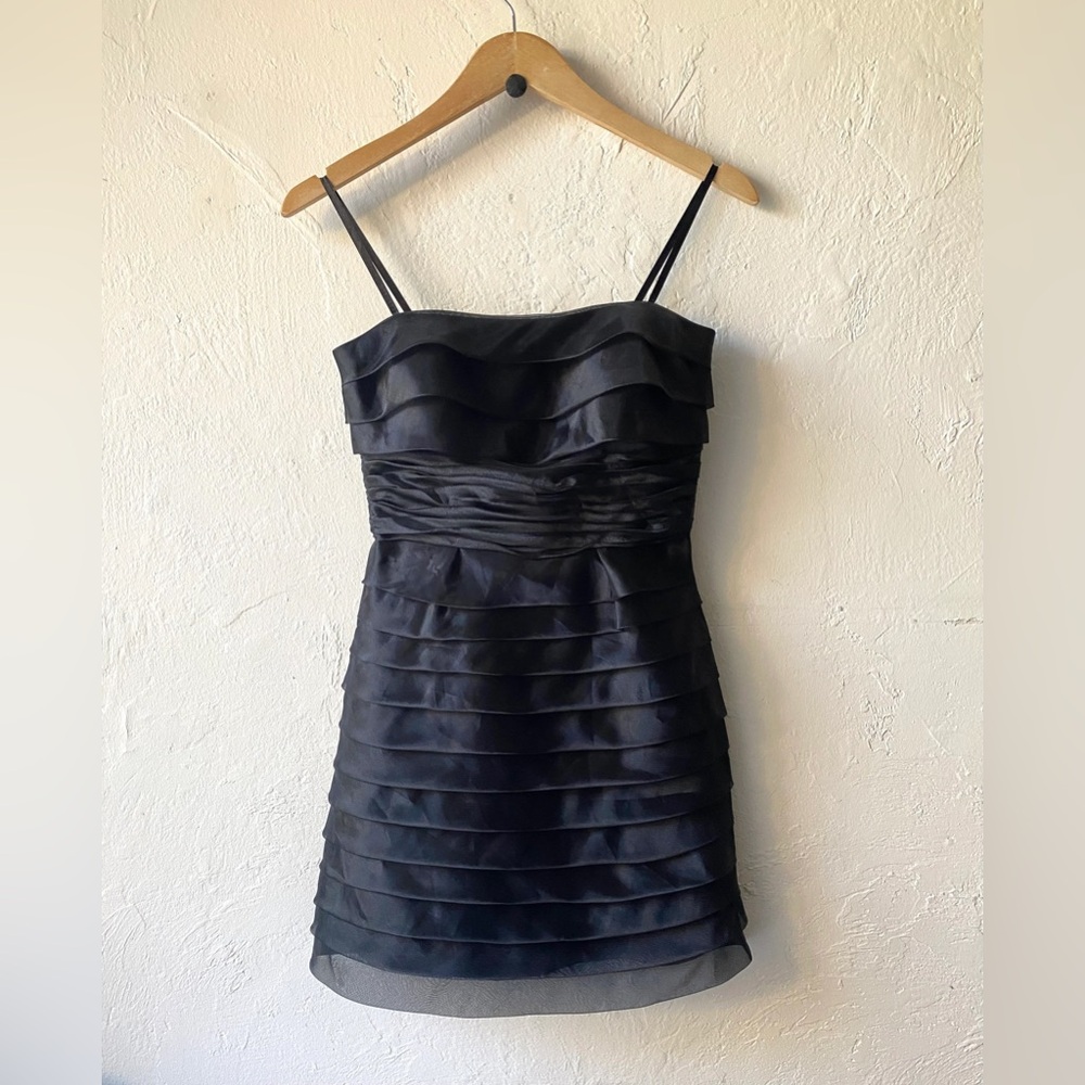 BCBG Paris ruffle mini dress with removable straps